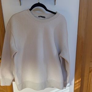 Zara Cream Crew Neck Sweater